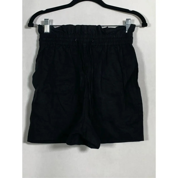 NWT Women’s All Saints Lily Linen Paperbag Shorts in Black Size 2 - Picture 2 of 9